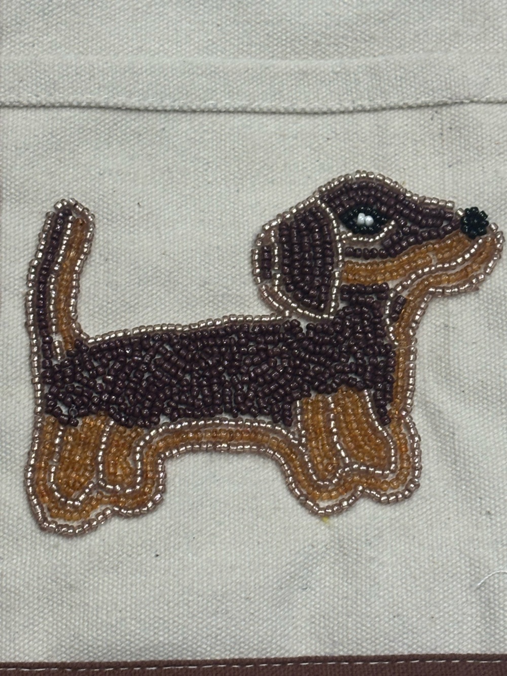 NWT Made in India Canvas Dog Applique Tote Bag w/ Beaded Coin Pouch - Picture 2 of 9